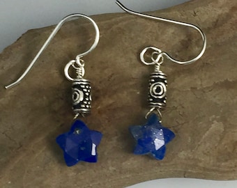 Star cut lapis lazuli earrings