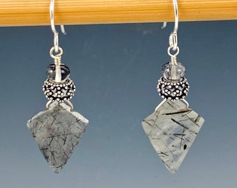 Rutilated quartz and sterling silver earrings