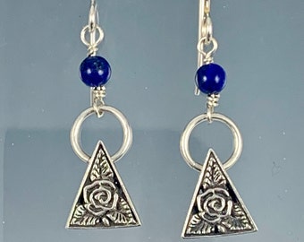 Sterling silver and lapis lazuli earrings