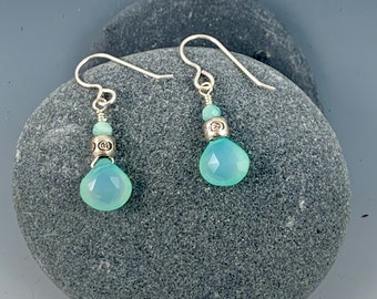 Chalcedony and sterling silver earrings