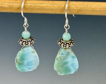 Larimar and sterling silver dangle earrings