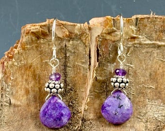 Purple charoite earrings