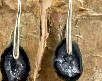 Druzy quarts and sterling silver earrings