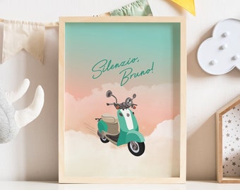 ¡Silencio, Bruno! Descarga instantánea de impresión de arte digital