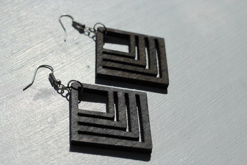 Balsa Wood Earrings Geometric Jewelry Cricut Made Etsy