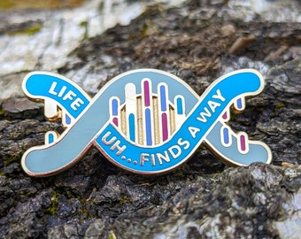 Life Finds a Way DNA enamel pin badge