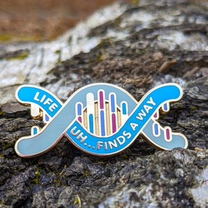 Life Finds a Way DNA enamel pin badge