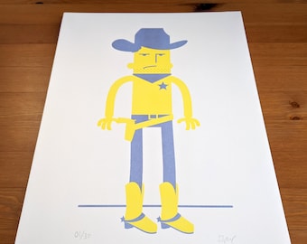 Yellow Cowboy risograph print