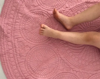 Play Mat, Round Baby Play Mat, Tummy Time Mat, Playmat, Picnic Rug, Nursery, Baby Gift, Activity Mat, Round Play Mat, Pink Play Mat