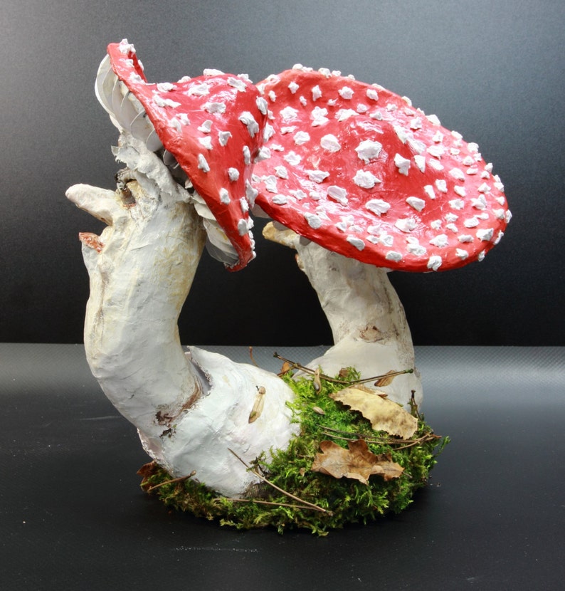 TOADSTOOL PAPER MACHE sculpture paper mache art unique