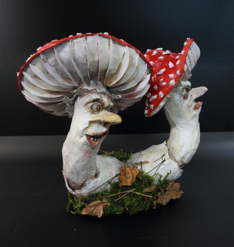 TOADSTOOL PAPER MACHE sculpture paper mache art unique