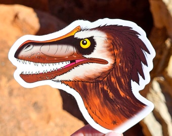 Velociraptor Vinilo Pegatina 3" - Paleoart Dinosaurio Original
