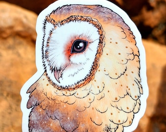 Barn Owl Vinyl Sticker 3&quot; - Original Fantasy Wildlife Wild Bird Art
