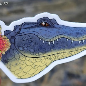 American Alligator Glitter Vinyl Sticker 3&quot; Original Fantasy Florida Wildlife Art Animal