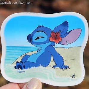 Disney Lilo Stitch Beach Summer Hawaii 3&quot; Vinyl Sticker Cartoon