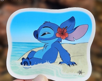 Lilo Stitch Beach Summer Hawaii 3"Vinyl Aufkleber