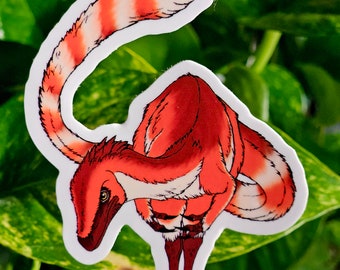 Adesivo in vinile Sinosauropteryx 3" - Paleoarte dinosauro originale
