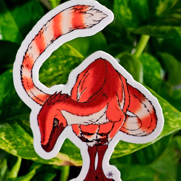 Sinosauropteryx Vinilo Pegatina 3" - Original Dinosaur Paleoart