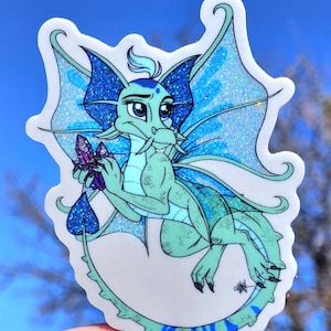 Faerie Draik Neopets Vinyl Glitter Sticker 3&quot; Original Cartoon Art Fairy Dragon