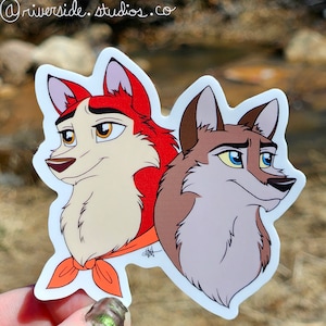 Jenna and Aleu Balto Vinyl Sticker 3&quot; Original Cartoon Art