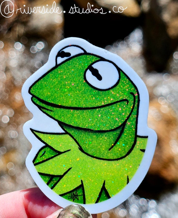 Kermit the Frog Muppet Vinyl Glitter Sticker 2" Original Cartoon Art