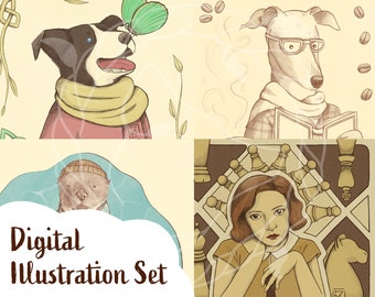 4 Illustrations Set