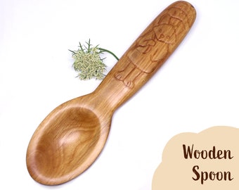 Cute Handmade Wooden Spoon with Fox embelishment