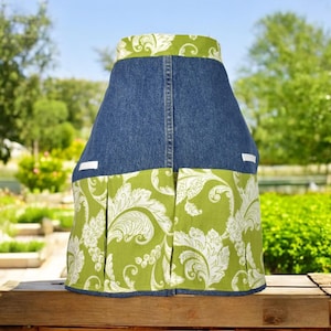 Florist Apron - Garden Apron, Utility Apron - Vendor Apron, Gift For Gardener - Recycled Apron - Handmade Apron - Denim Garden Enthusiast