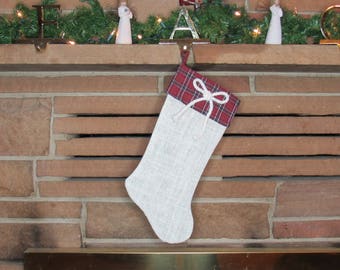 Farmhouse Stocking, Christmas Stocking, Burlap Stocking, Rustic Stocking, Christmas Decor, Rustic Christmas, Modern Stocking