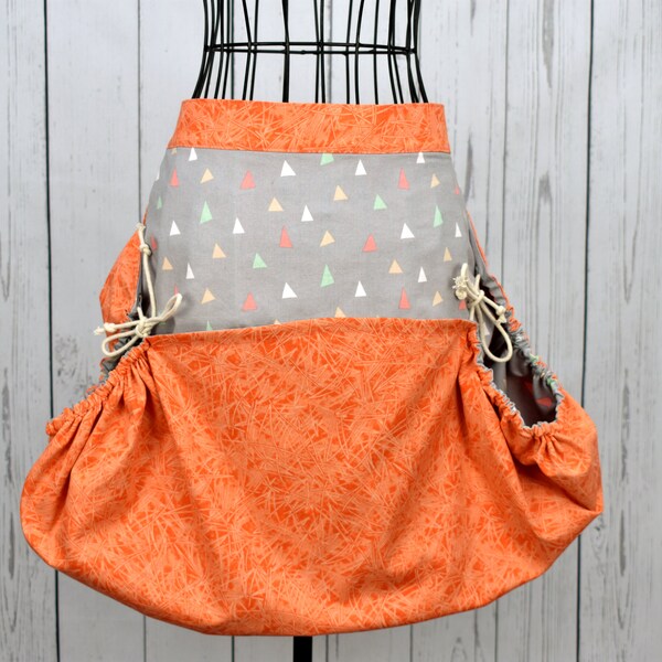 Vegetable Gathering Apron, Half Garden Apron, Harvest Apron, Gift for Mom or Gardener, Vintage Style Half Apron, Egg Gathering Apron