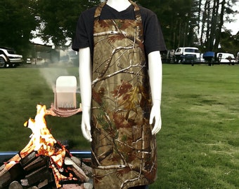 Mens Camouflage Cotton Apron: BBQ Camping Grill Master Gift