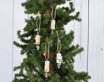 Wine Cork Ornament Set - Rustic Cork Ornament - Stocking Stuffer - Holiday Wine Cork Ornament - Handmade Ornament - Wire Wrapped Ornament