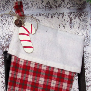 Red Flannel Stocking, Plaid Stocking, Red Plaid Stocking, Handmade Stocking, Rustic Christmas, Holiday Decor, Holiday Stocking image 2