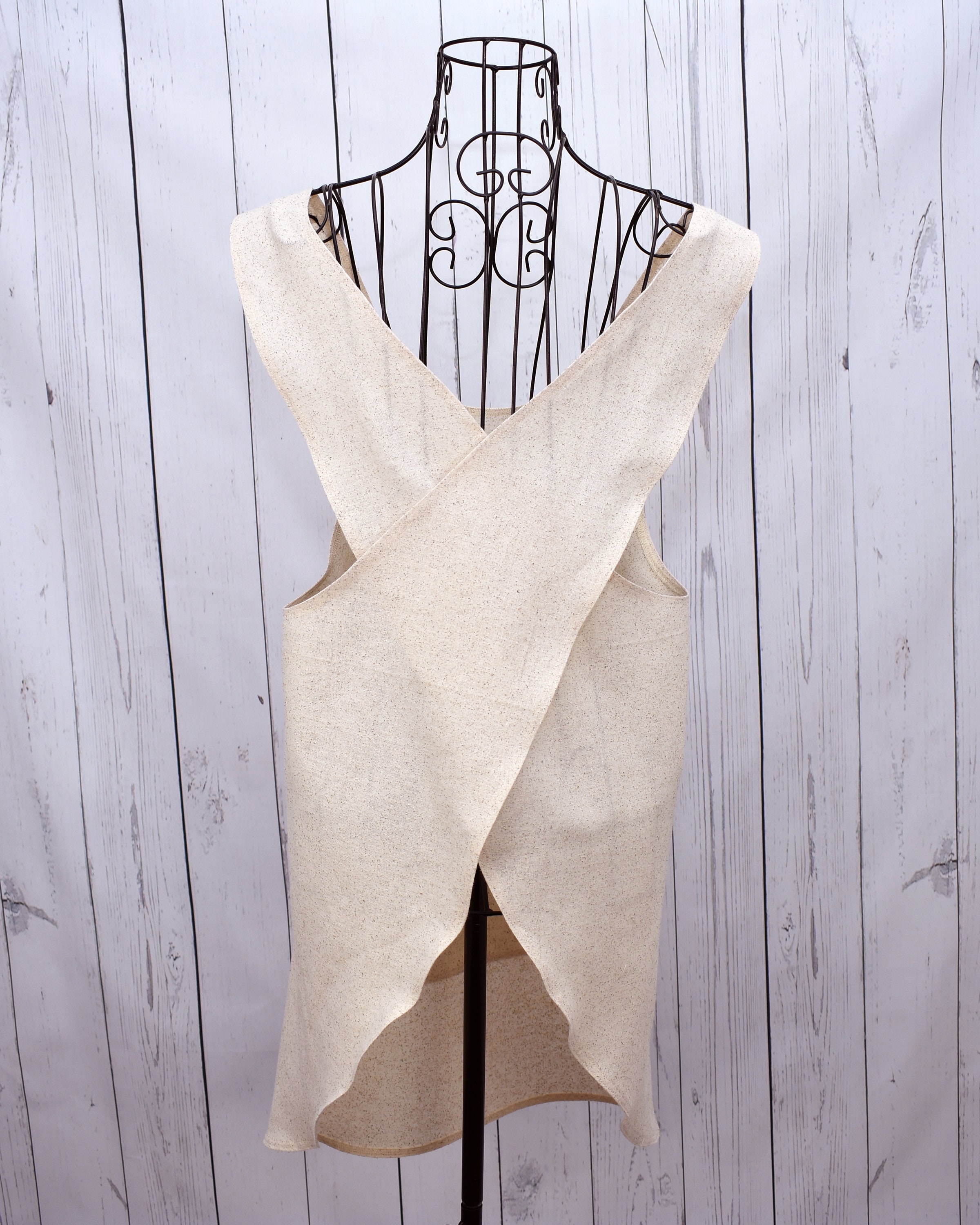 Cotton Cross Back Apron: Japanese Style, No Tie - Etsy Canada