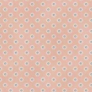 RARE- By The Continuous HALF Yard - Dream by Makower for Andover, Pattern #TP-2011-P Blue and Creamy White Foulard on Peachy Pink, Medallion
