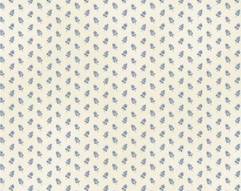 Durch die kontinuierliche HALF YARD - Temperance Blues von Evonne Cook von Washington Street für P&B, #00224EB zu den kleinen blauen Blüten auf Creme