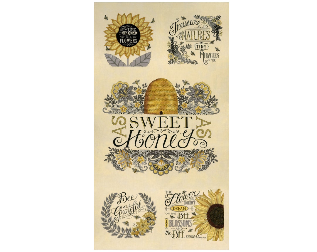 RARE - 24” X 44” PANEL - Bee Grateful by Deb Strain for Moda Fabrics ...