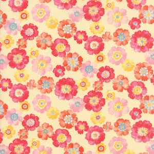 RARE - By The Continuous HALF YARDS- Nanette by Chez Moi for Moda Fabrics, Pattern #33161-11 Multi Colored Blossoms on Ivory