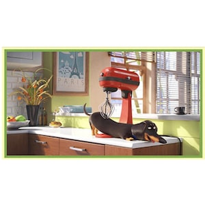 RARE - 24” X 44” PANEL - The Secret Life of Pets Licensed by Universal Studios for Quilting Treasures, Pattern #27029-B Buddy and the Mixer