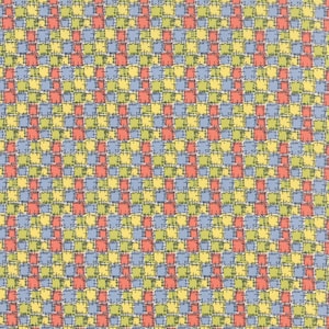 By The Continuous HALF YARD - Gardenvale by Jen Kingwell for Moda, #18107-12 Monkey Magic Meg, Salmon, Blue, Green, Yellow Patchwork Squares