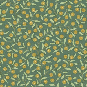 Raro - Por las MEDIAS yardas CONTINUAS - La costurera por Edyta Sitar de Laundry Basket Quilts para Andover, n.° 9771-G Thimble Berries on Spruce