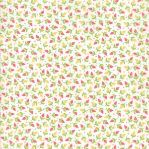 SÄLLSYNT - 60 cm REST - Sunnyside Up av Corey Yoder för Moda Fabrics, Mönster #29055-11 Små knoppar kastade på fluffigt vitt, Blender, Blommor