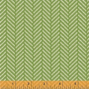 RARE - By The Continuous HALF YARD - Hello Jane by Allison Harris of Cluck Cluck Sew for Windham, #42921-7 Herringbone in Cream and Green