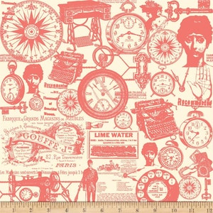 The Continuous HALF YARD - TRENDSETTER by Fancy Pants Designs For Riley Blake Designs、パターン #C3990 - メインコーラルオンクリーム、ヴィンテージアイテム
