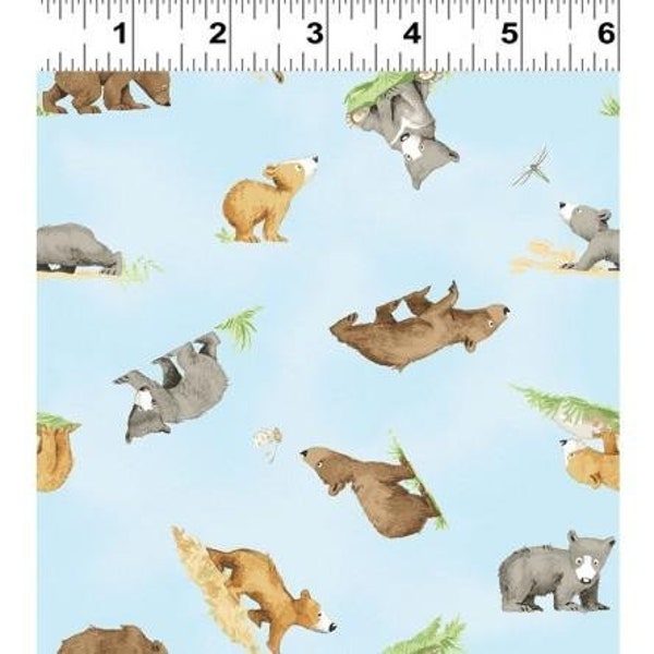 RARE-By The Continuous HALF Yards- You're All My Favorites by Sam McBratney and Anita Jeram for Clothworks, #Y2458-97 Baby Bears on Sky Blue