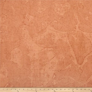 Door De Continue HALF YARD - Life... Geniet van the Ride by Tina Higgins voor Quilting Treasures, #23442-T Map Toile op Terracotta Orange, Roads