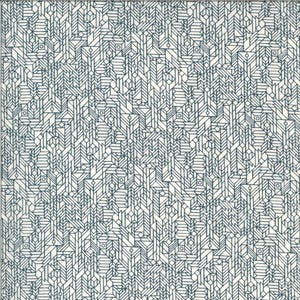 May include: A teal and white geometric pattern. The design is a complex arrangement of lines, shapes, and angles, creating a maze-like effect. The pattern is dense and covers the entire surface, with a consistent level of detail throughout.