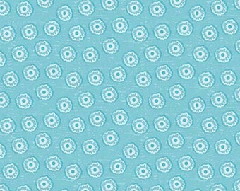 By The HALF YARD - Tree Party by Kelly Panacci for Riley Blake, Pattern #C5094 Mini Floral on Blue, Tonal Blue and White Blossoms