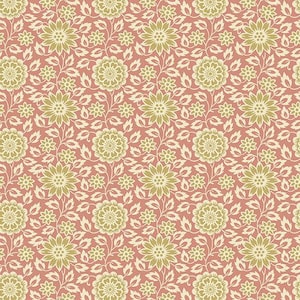 Rare - By The CONTINUOUS HALF Yards - The Seamstress by Edyta Sitar of Laundry Basket Quilts, Andover #8994-EN Stylize Flower Antique Rose