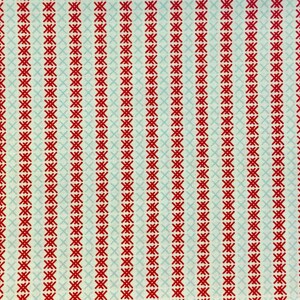 Durch die kontinuierliche halb erarbeitet - hellblau X Streifen und Doppel rot X Streifen auf einem cremigen weißen Hintergrund, geometrische Muster